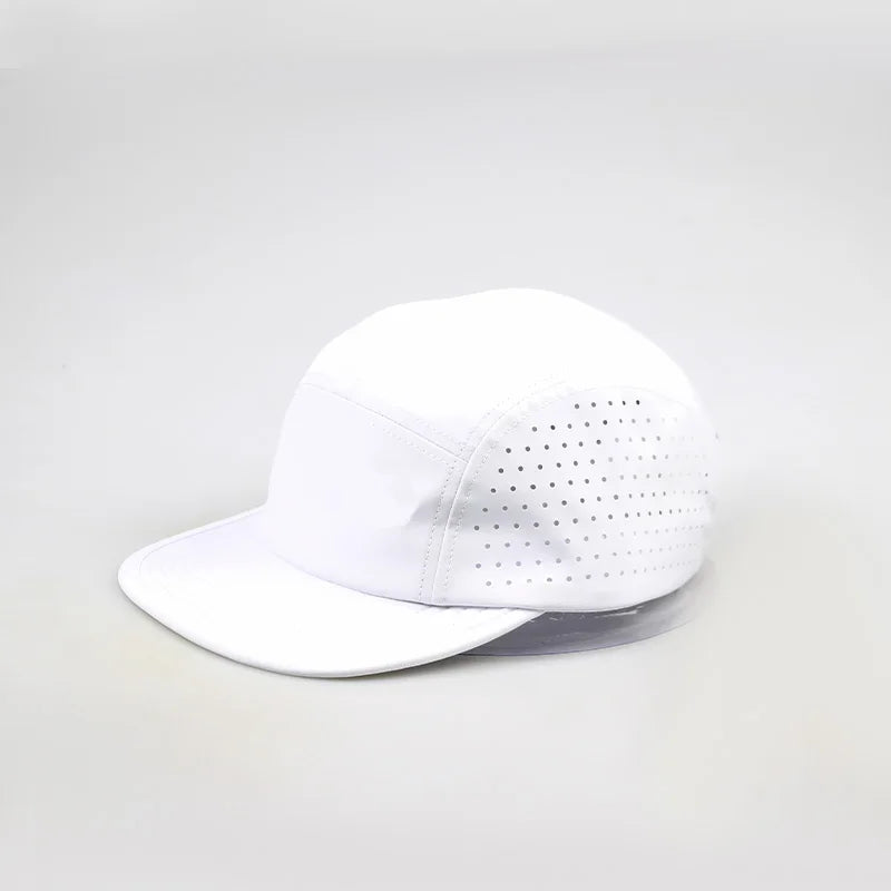 Men's Customizable 6 Panel Running Hat Hydro-Proof Breathable Laser Perforations 100% Polyester Terry/Jersey Custom Logo Sporty