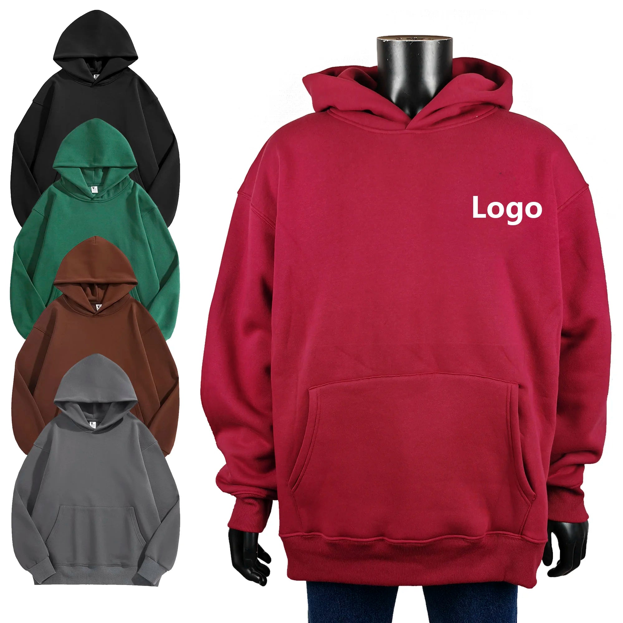 Wholesale 500gms Heavyweight Men Custom Logo Embroidery Foam Printing Drop Shoulder Solid Polar Fleece Streetwear Winter Hoodies