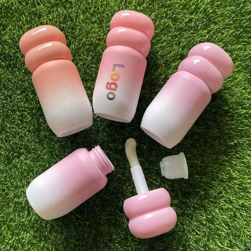 CY831 Lip Glaze Lipgloss Tube 3ml Pink Purple Orange White Round Lip Gloss Tube with Big Brush Custom Logo With Paper Box