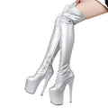 Silver 8 Inch Heel Peep Toe Fish Mouth Pole Dance Platform 15 Cm Striptease Shoes Nightclub Sandals Autumn Winter