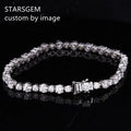 Starsgem 14k Solid White Gold 4mm Round Brilliant Cut Lab Grown Diamond Link Chain Tennis Bracelet