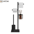 Multifunctional Tissue Holder Wholesale Bathroom Standing 304 Stainless Steel Toilet Cleaning Brush Toilet Brush Set