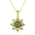 Spot Goods Dropshipping Sunflower Clavicle Chain S925 Sterling Silver Gold Plated Cubic Zirconia Multicolor Opal Necklace