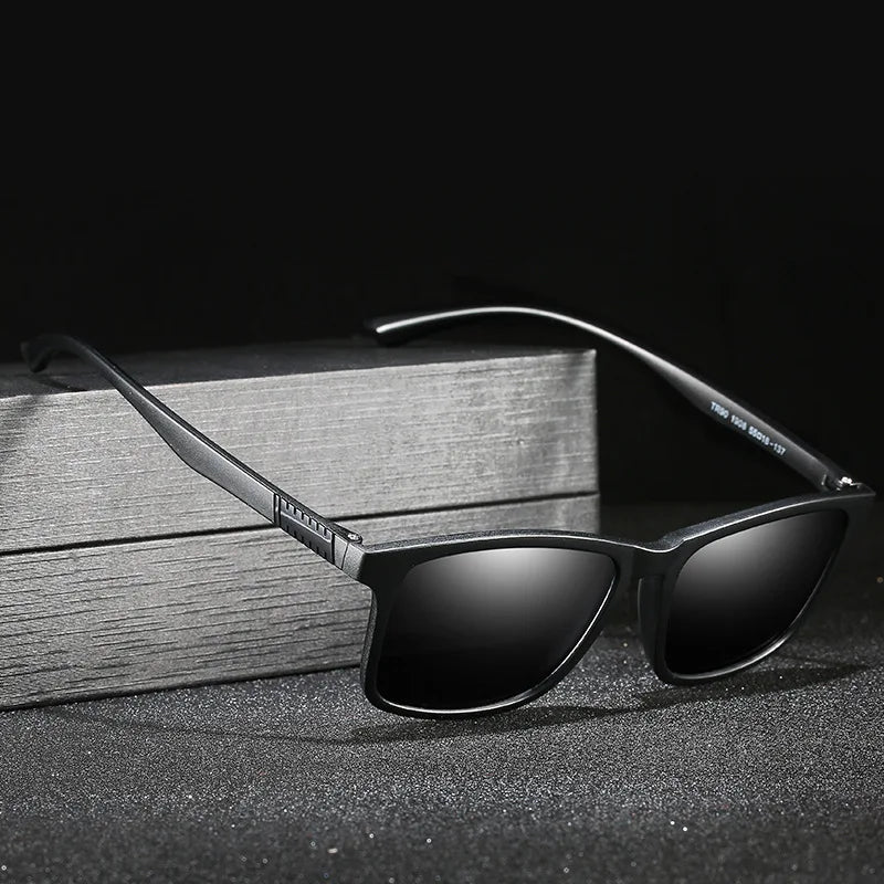Men'S Polarized Sunglasses Uv400 Driving Sun Glasses for Men Women Square Frame Male Tr 90 Tac Lenses Sunglasses