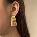 European Fashion Minimalist Metal Gold Plated C Shape Drop Earrings Hip Hop Chunky Hoop Earrings