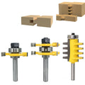 3pcs Tongue and Groove Router Bit Set Finger Joint Router Bit Set - 8mm Shank 3 Bit T Type Tenon Cutter