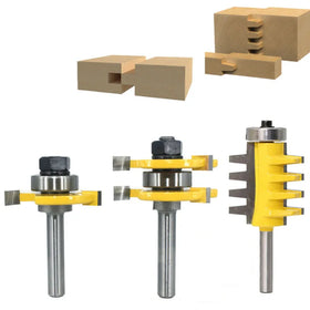 3pcs Tongue and Groove Router Bit Set Finger Joint Router Bit Set - 8mm Shank 3 Bit T Type Tenon Cutter