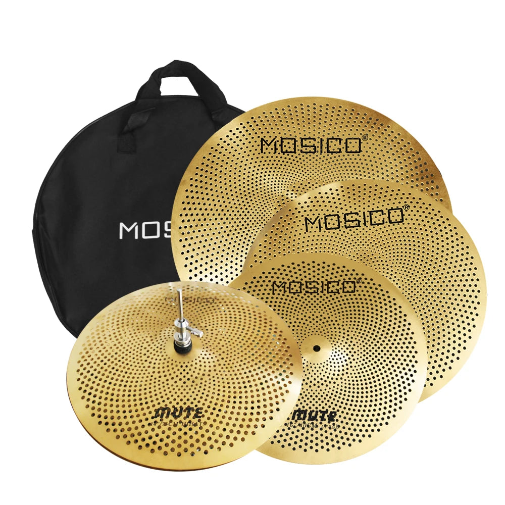 Factory Produces 5PCS Golden Color Low Volume Practice Cymbal Set With Cymbal Bag for Percussion Instruments