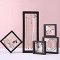 Custom Logo 3D Floating Frame Plastic Packaging Box Clear PE Film Acrylic Pearl Necklace Bracelet Video Jewelry Display Boxes
