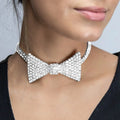 Exaggerated Trendy Diamond-Encrusted Bow Necklace for Women Hip-hop INS Full Drills Alloy Chain Collarbone Necklace