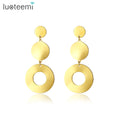 SP-LAM Statement Stainless Steel Jewelry Chunky Long Dangle Large Earring for Woman Round Big Earrings