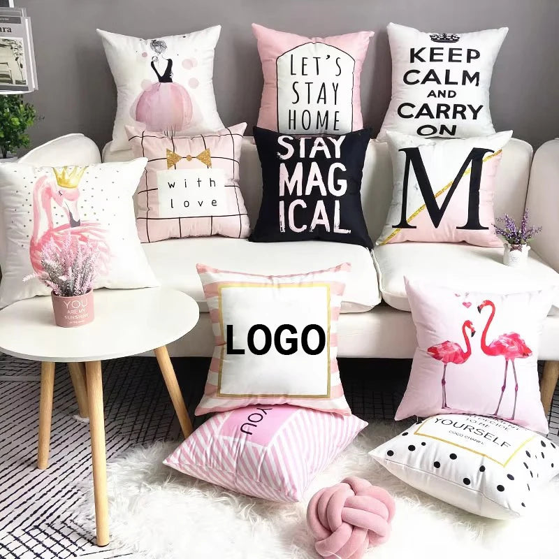 Custom Logo Pillow Cover Blank Velvet Pillow Case Luxury Soft Comfortable Pillow Case Customized Material Cushion Cover