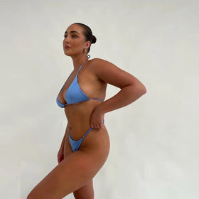 Customizable Women's Solid Eco-Friendly Breathable Quick Dry Two Piece Backless Bikini Set