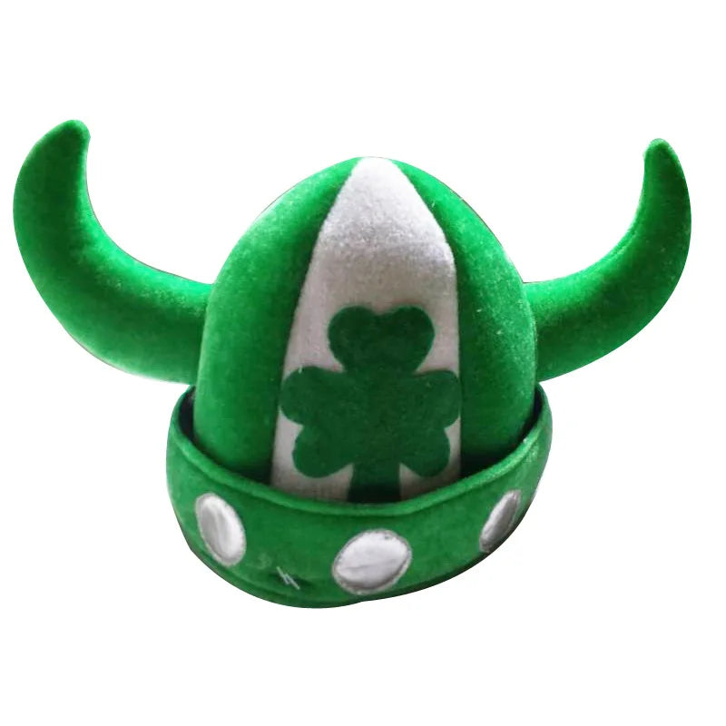 Ready to Ship Irish Men's and Women's Universal St. Patrick's Day Ox Horn Hat Clover Green Carnival festive hats & party caps