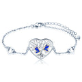 New Arrival 925 Sterling Silver Fine Jewelry Bracelet Rhodium Tree Life Heart Blue Butterfly Design for Party Gift Zircon