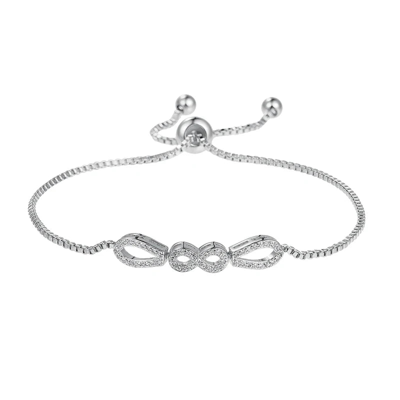 Weiman Exquisite Cubic Zirconia CZ Infinity Adjustable Bar Slider Wedding Brides Bridesmaids Bracelet Crystal Wedding Jewelry MegaBDM