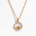Fenny 18K Gold Plated Wholesale No Fade Hollow Round Zirconia Pave Eye Pendant Choker Chain Stainless Steel Necklace for Women
