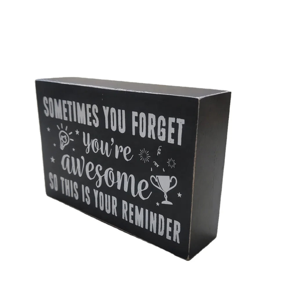 Wood Signs Black Wood Plaque Block Desktop Decor Wood Crafts  Boxes and Wall Signs