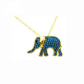 Wholesale 14K Gold Plated S925 Sterling Silver Turquoise Elephant Pendant Necklace Unisex Animal Fashion Jewelry Gift MegaBDM