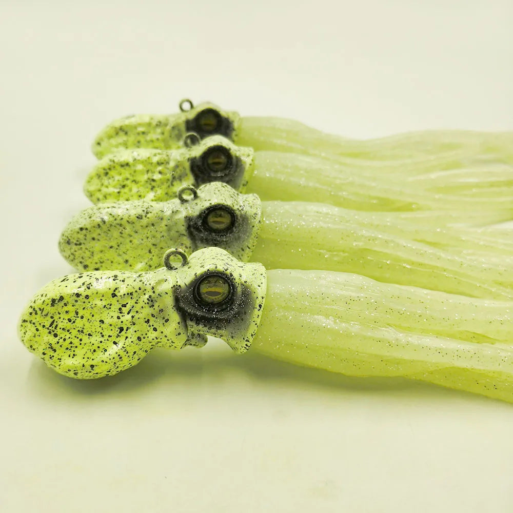 Alpha Deep Sea Glow Octopus Jig Fishing Lure with Skirt Rubber Jig for River Lake and Stream Printed Condition