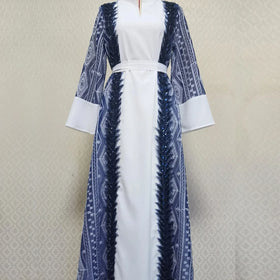 2024 Fashion Sequins Embroidered Muslim Dress Arab Dubai Embroidered Applique Dress Muslim Party Banquet Robe