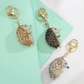 Luxury Micro Pave Cubic Zirconia Animal Pendant Keychain Cartoon Rhinestone Hollow Hedgehog Keychains for Women