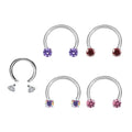 G23 Titanium Nose Ring Horseshoe Body Punched U-Shaped Double Headed Zircon Perforated 3mm Ball Silver Punk Style Diamond