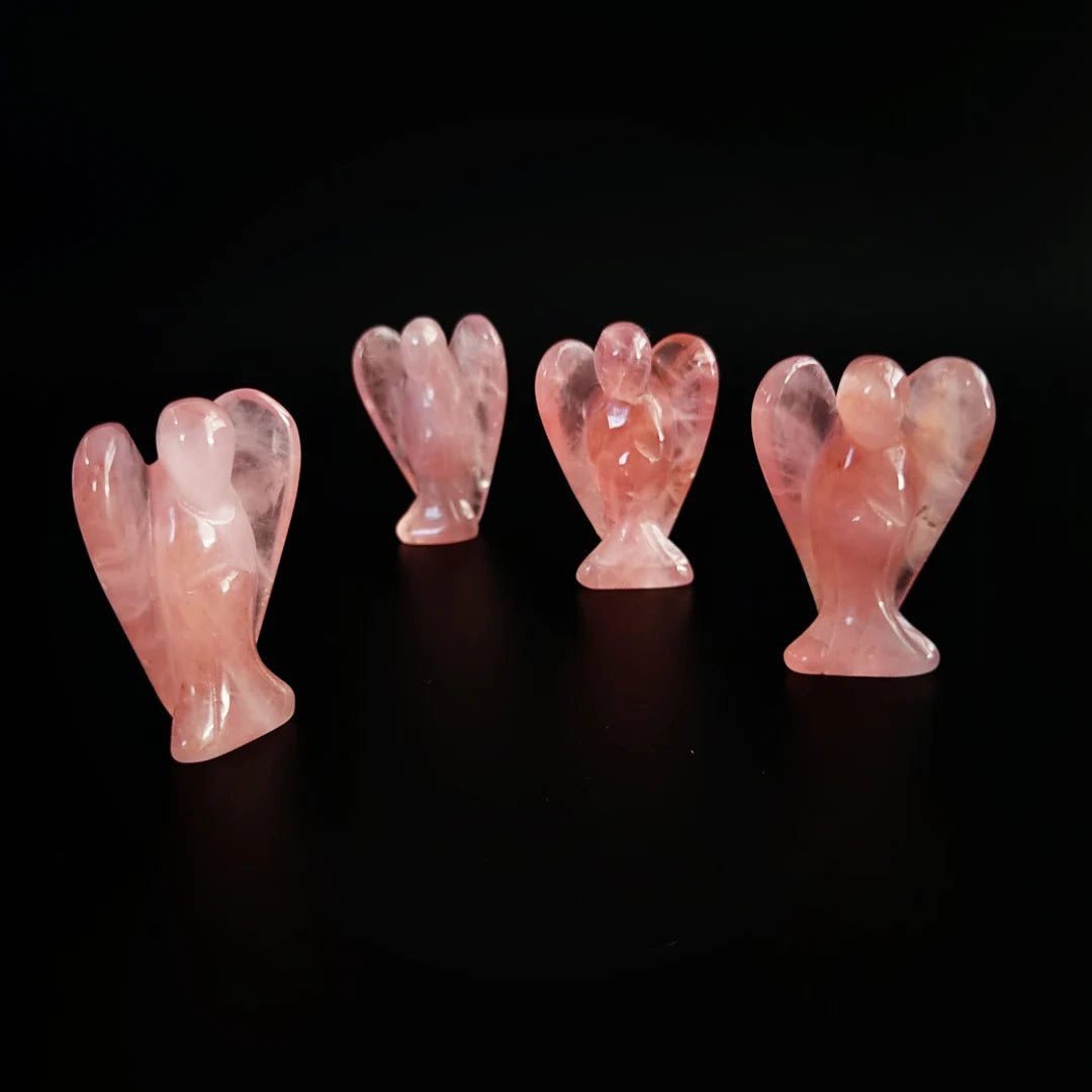 Huiying Large Quantities Rose Quartz Stone Hand Made 2 Inch Cute Small Angel Natural Stone Engrave Angel Crafts