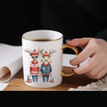 Topjlh Custom Logo Sublimation Blanks Coffee Mugs Dishwasher Safe 11oz Ceramic Cups With Gold Handle and Rim