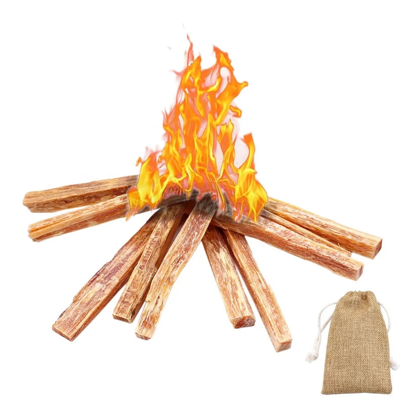 Pine Fatwood Kindling Fire Starter with Burlap Bag Wood Stoves Campfires Fire Pits Outdoor Companion