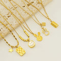 Fashion Ins Cute 18K Gold Plated Stainless Steel Imitation Pearl Shell Smiling Face Rabbit Pendant Link Chain Women's Necklace