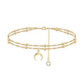 New Designs Multi Layer Twist Chain Crescent Pendant Moon Anklets for Women