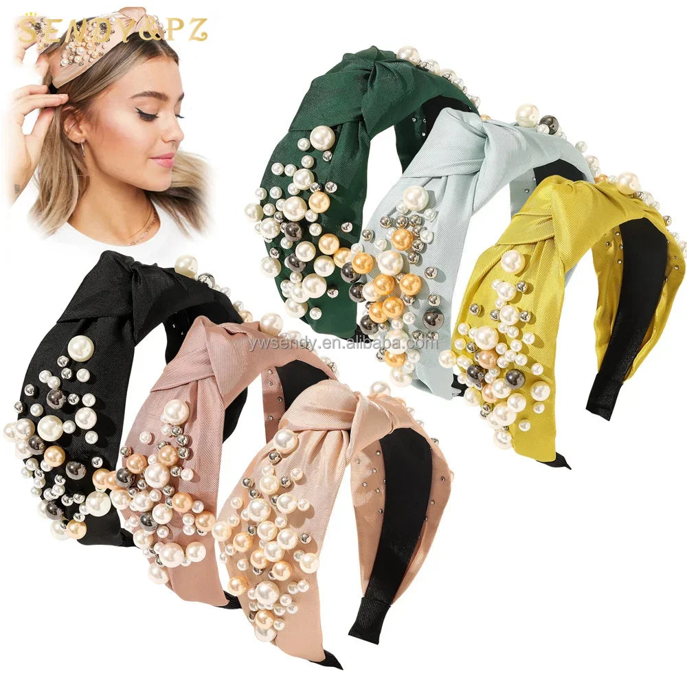 High Quality Pearl Headband for Women and Girls Knot Hair Accessories Band Promotional Hair Band