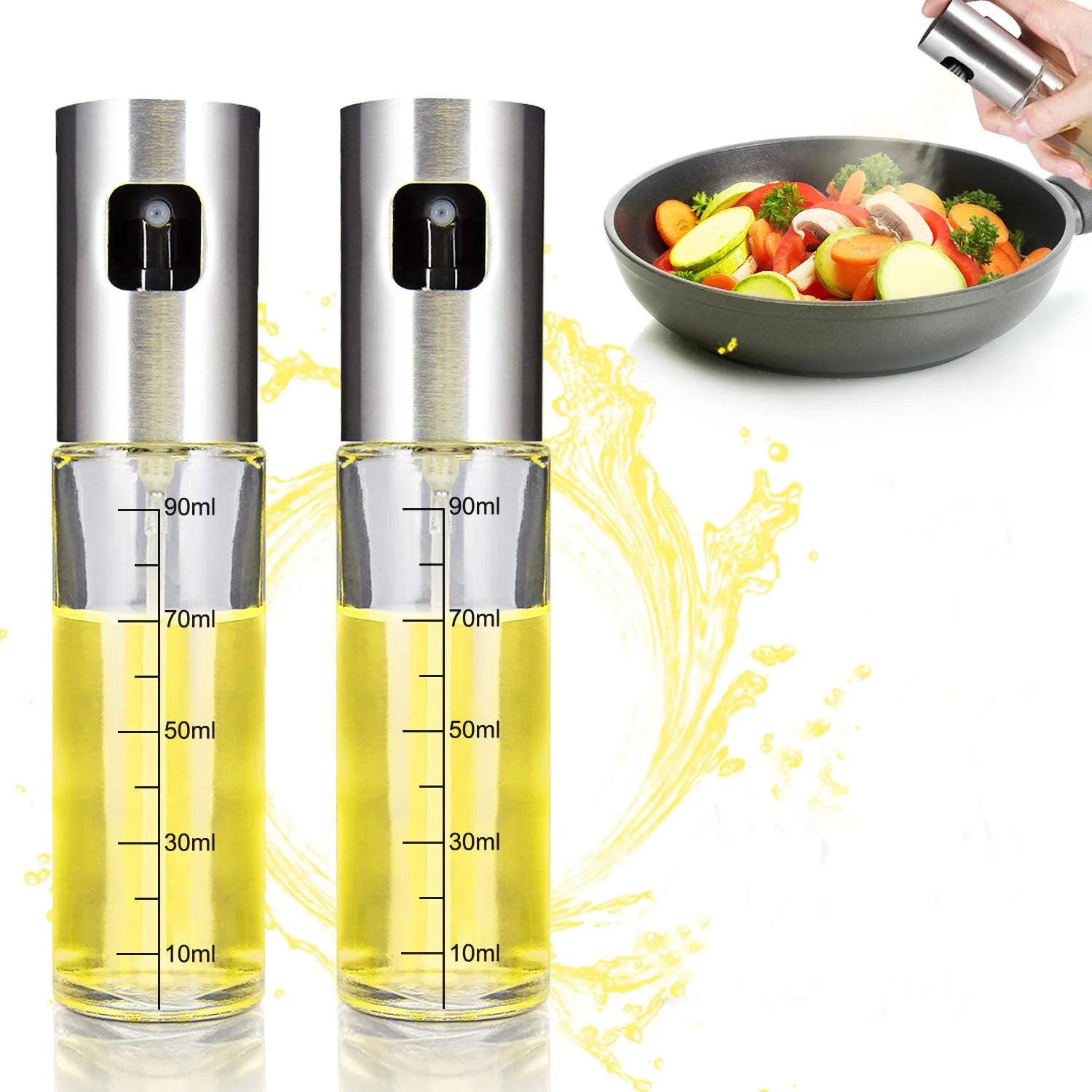 QZQ Olive Cooking Stainless Steel Bottle Spritzer Dispenser Plastic Food Kitchen Pump Glass Vinegar Oil Sprayer for Cooking