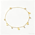 18K Real Gold Flower Charm Clover Fine Chain Link Bracelets & Bangles for Women Gold Tassel Tennis Bracelet with CZ Diamond