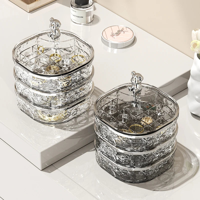 Desktop Portable Jewellery Storage Box  Travel Case Jewelry Organizer Plastic Ear Ring Necklace Storage Organizer Case