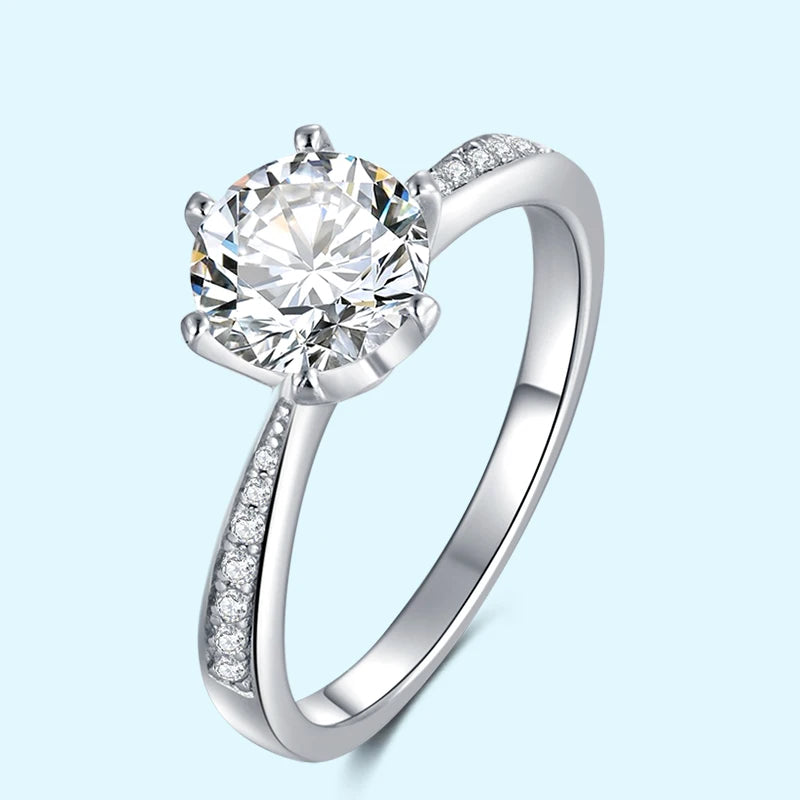 D Color  VVS 1.5ct Iced Out Jewelry 925 Sterling Silver Moissanite Engagement Diamond Rings Jewelry for Women