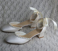 Customized Pearl Women Chunky Heel Shoes Wedding