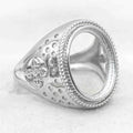 Sterling Silver 12*16mm Semi Mount Men's Ring Frame Empty Blank Bar Bezel Setting S925 Base Without Center Stone for DIY Inlay