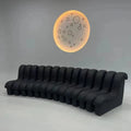 Customizable Modern Uninterrupted Combination Snakelike All-Black Synthetic Leather Module Sofa Villa Furniture