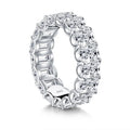 925 Sterling Silver Full of CZ Diamond U Prong Setting Emerald Cut Eterning Ring