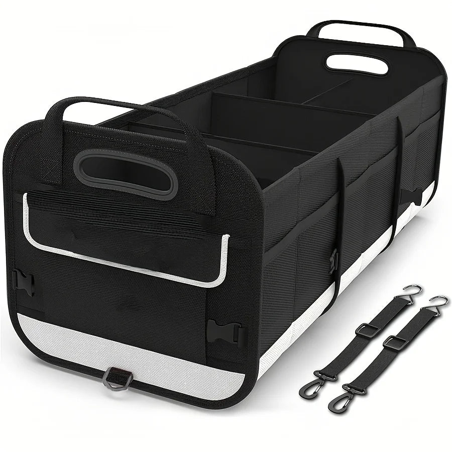 DOUBLEFLY YLFSN Large Multi-Compartment Trunk Organizer Retractable Straps Collapsible Car Storage Box for Dogs Travel