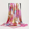 New Arrival Imitated Silk Satin Silk Scarf Fashion Gradient Leaf Print 90 * 90 square Scarf Milk Silk Shawl