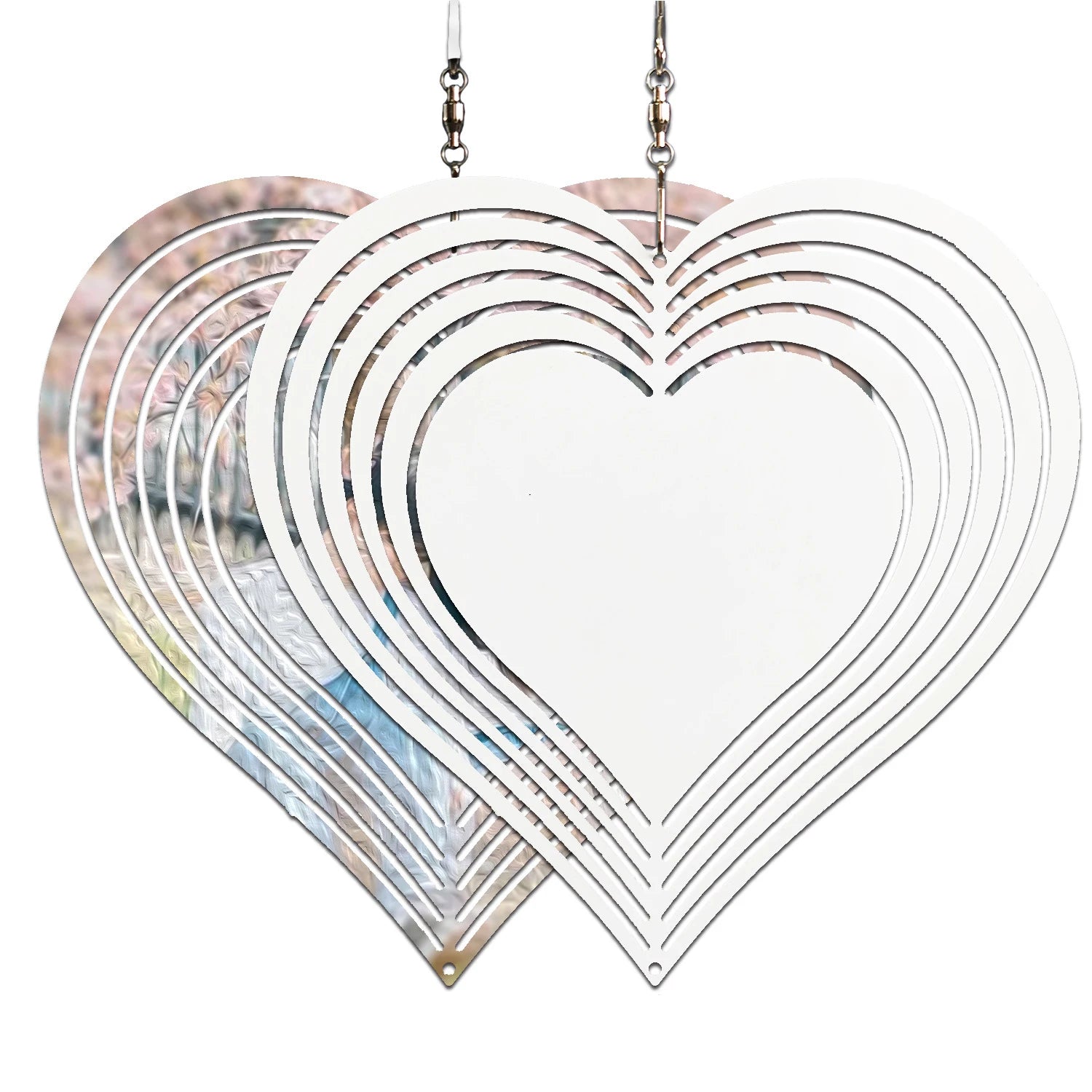 3D Heart Sublimation Wind Spinners Double Sided Blank White Aluminum Wind Spinner
