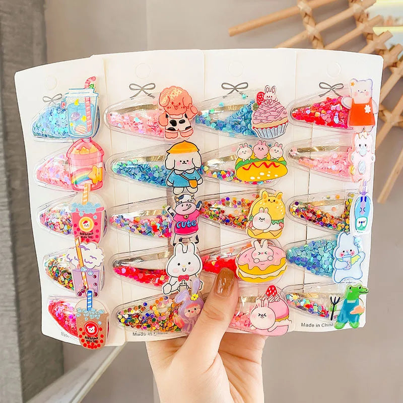 2022 Fashion Metal Sweet Korean Style Flower Shape Girls Hair Clips Quicksand KLACOMA Dd004 Colorful Decoration
