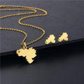 Manufacturer Stainless Steel 18K Gold Venezuela Map Charm Pendant Necklace Earrings Jewelry Set