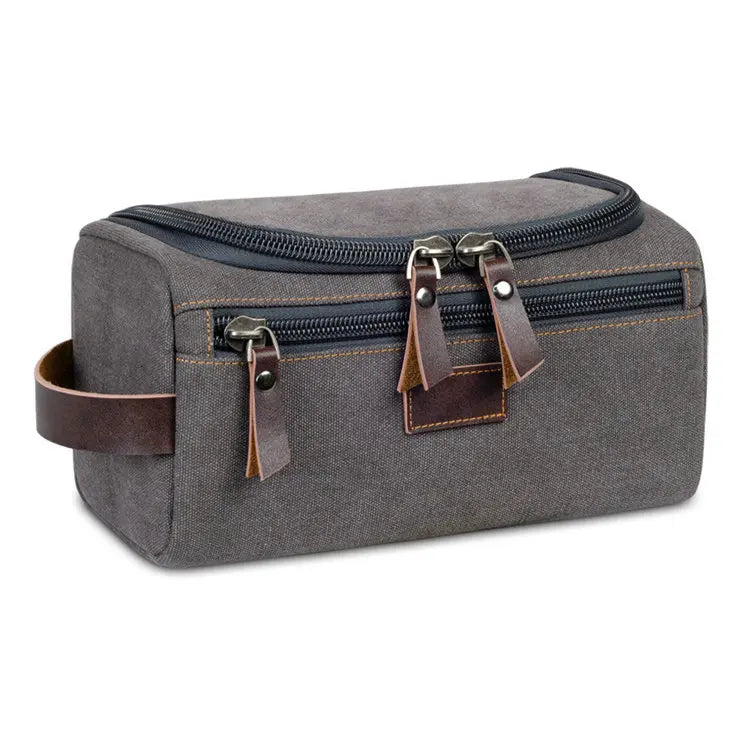 2024 Vintage Fashion Large Travel Toiletry Bag Pouch Box Case Zipper Canvas Cotton Leather for Men Women Make-Up Cosmetic Bag