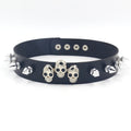 Gothic Chokers Necklaces Skull Geometric Rivet Black PU Leather Short Necklace