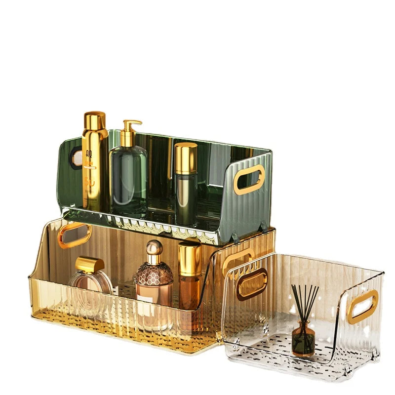 Plastic Clear Cosmetic Storage Organizer Vanity Bathroom Counter Clear Design Small Size