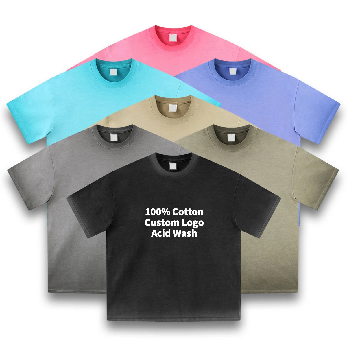 Custom 270gsm Oversized Acid Wash T Shirt for Men Printed 100% Cotton Plus Size Men's Vintage Short Sleeve T-Shirts Manufacturer